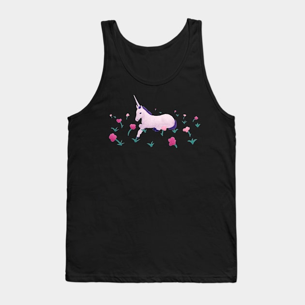 Unicorn Resting in Roses Tank Top by Annelie